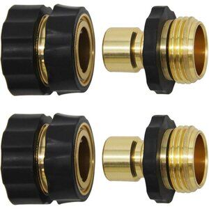 3/4 Inch Garden Hose Fitting Quick Connector Male and Female Set with Extra Rubb